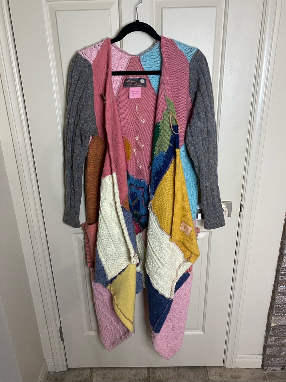 Colorblock Patchwork Long Cardigan Sweater - Picture 6 of 10